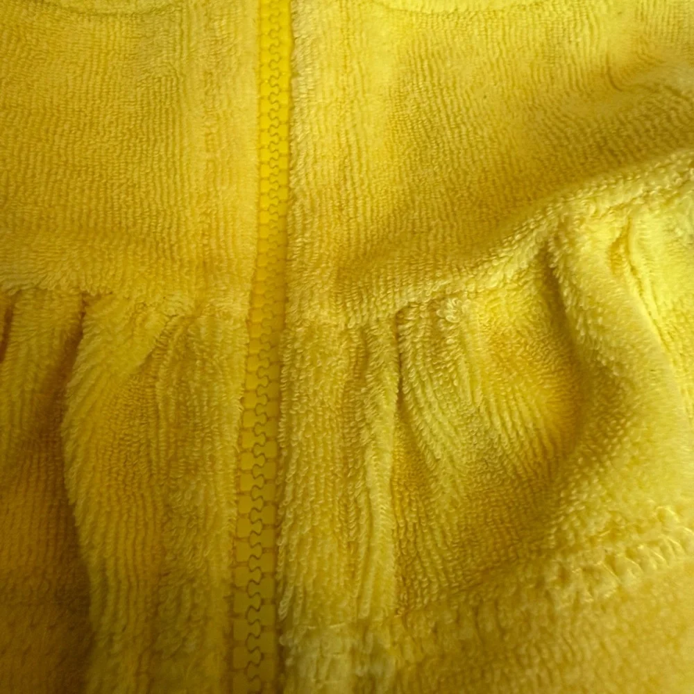 Designer From Denny’s! Circo Bright Yellow & White Hooded Zip-Up Terry Tunic - Picture 4 of 15